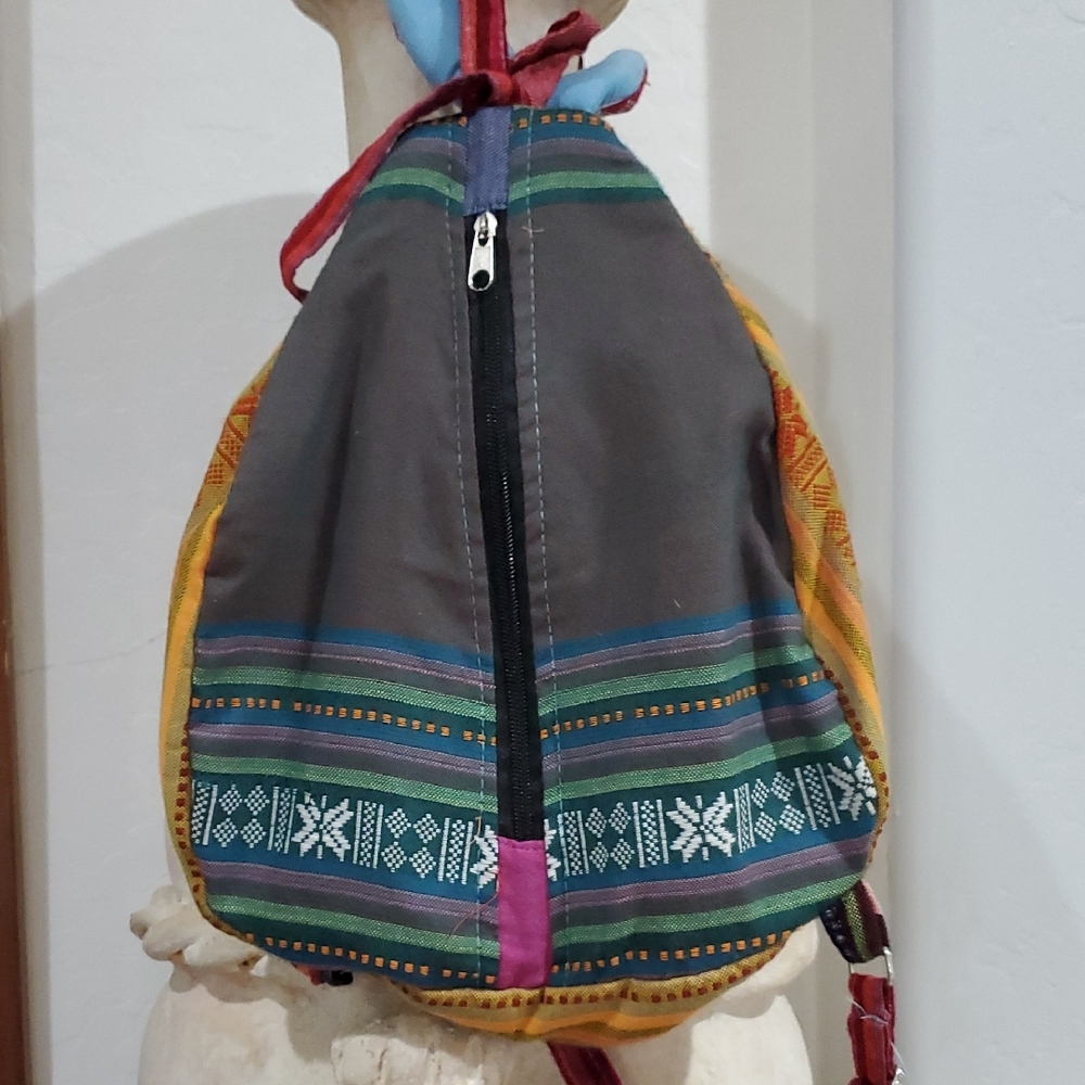 Colorful Bunny Rabbit Backpack Artisan Handmade Sustainable Mission Rafi Nova - Picture 10 of 15